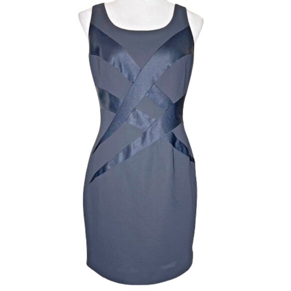 Andrea Polizzi for Rex Lester Black Satin Panel Mini Dress Cocktail Party Sz 6 - Picture 1 of 8